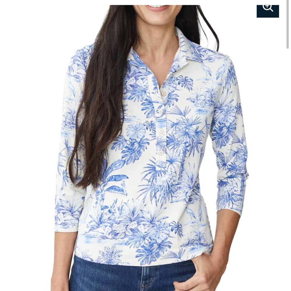 J. McLaughlin Blue and White court top
